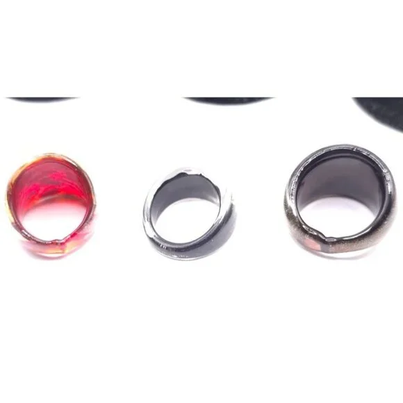 Vintage Dichroic Art Glass Rings Handcrafted Statement Jewelry Set Of 3 - Picture 5 of 6